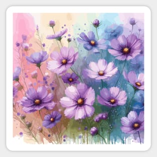 Purple Cosmos Flowers Sticker